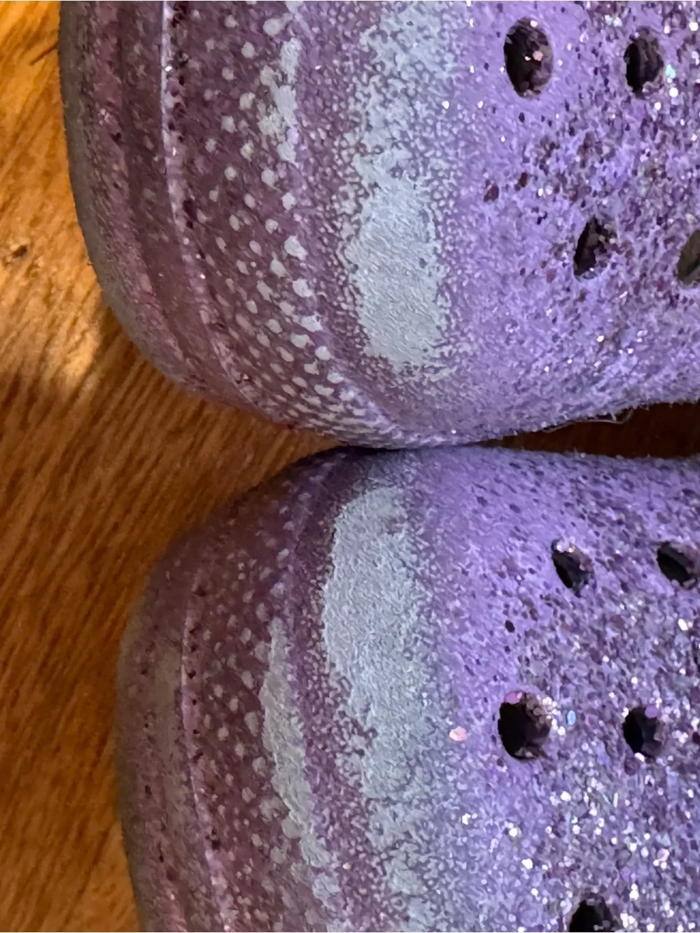 CROCS Kids Glitter Purple classic lined Clogs Sz 8C